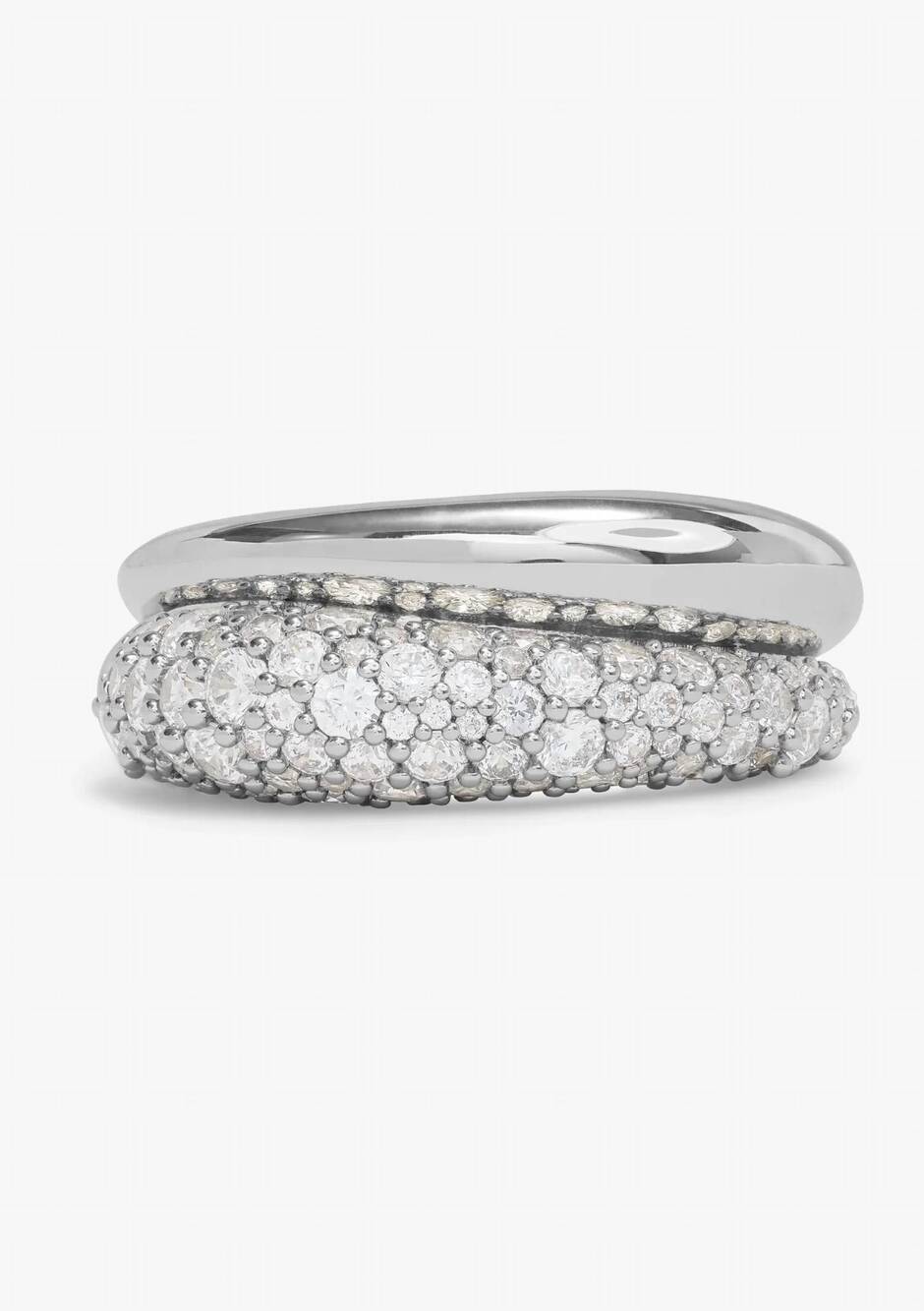 NEW MELINDA MARIA women's norah loves a pave double ring in silver/white